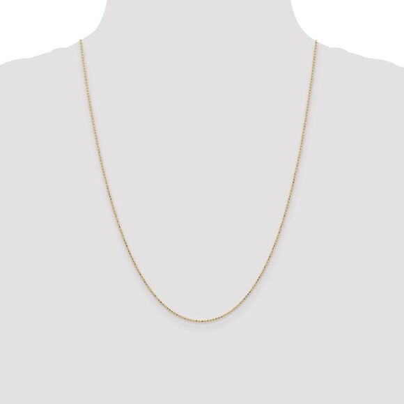 1.2mm, 14k Yellow Gold, Diamond Cut Hollow Bead Chain Necklace, 24 In - Picture 2 of 8